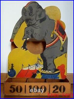 Vintage large wood toy high ball pass elephant Circus France fairground game 20s
