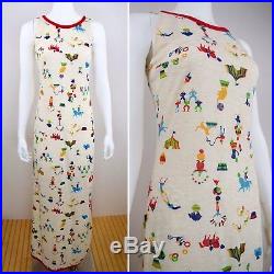 Vtg 1960's Lanz CIRCUS Animal Elephant Knit Novelty Print HiPPiE Beach Sun Dress