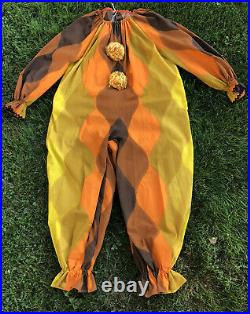 Vtg 60s 70s Handmade CLOWN SUIT Costume Circus Adult XL XXL Ruffles Zipper