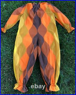 Vtg 60s 70s Handmade CLOWN SUIT Costume Circus Adult XL XXL Ruffles Zipper