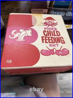 Vtg PYREX Child Feeding Set No. 116 CIRCUS NOS Original Box Corning Glass Works