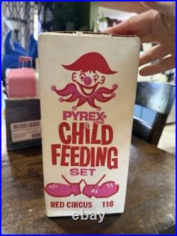 Vtg PYREX Child Feeding Set No. 116 CIRCUS NOS Original Box Corning Glass Works
