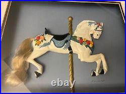 Wess Signed Figi Graphics Nature Boxes Antique Carousel Horse Collectable Frame