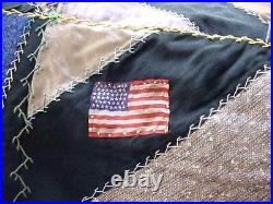 Wild American Flag Circus Crazy Quilt Barnum & Bailey Pennant Dated 1909