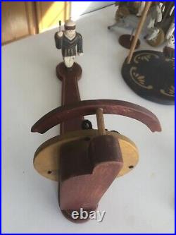 Wolf Creek Wooden Folk Art Circus Knife Thrower Music Box Circa 1989 Edition