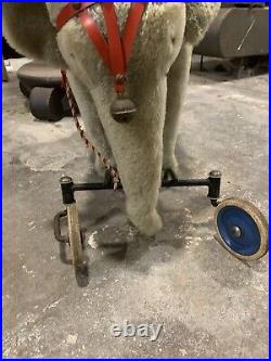 Wonderful STEIFF mohair ELEPHANT on wheels excelsior MID CENTURY 50s vintage