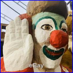 Wooden Clown Ringling Brothers Hand Carved Wood Statue Life Size 10 Ft Vintage