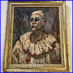 Wpa Painting Circus Portrait Clown Finest Grace Vollmer Antique Listed Modernism