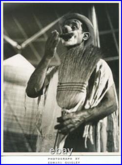 Yawning clown with broom vintage art circus photo by Edward Quigley